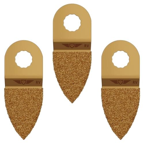 Image of 3 x 35mm TopsTools RVCRMT_3 Carbide 13mm HEX Fitting Triangle Finger Rasp Blades Compatible with Draper MT250A 23038, MT250 31328, Wickes 235510, Renovator Multitool Multi Tool Accessories