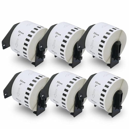 Image of BETCKEY - 6 Rolls DK-22223 Labels, 50mm x 30.48m, 6 Continuous Paper Labels Compatible with Brother QL Label Printers