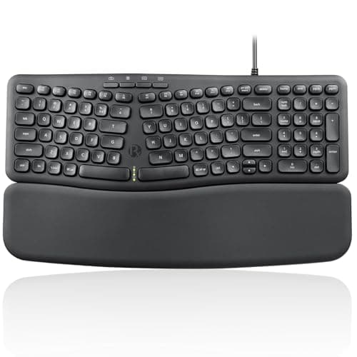 Image of Perixx PERIBOARD-536B US, Wired Ergonomic Compact USB Keyboard - 16.34 x 5.71 x 1.61 inches Dimension - Build-in Number Pad - Detachable Wrist Rest - Silent Typing - Black