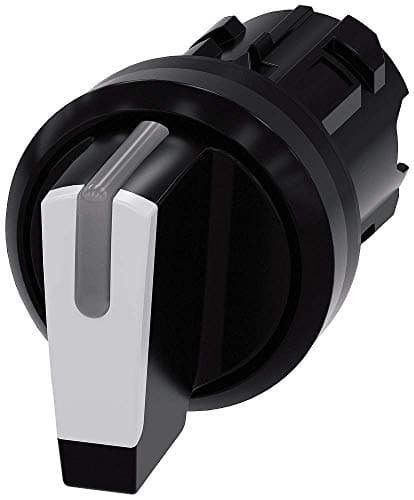 Image of Siemens 3SU1002-2BL60-0AA0 Selector Switch, can be Illum., 22mm, Round, Plastic, Short Selector Switch, 3 Switch Positions I-O-II, Latching, Actuating Angle 2X45 Deg., 10: 30H/12H/13: 30H, White