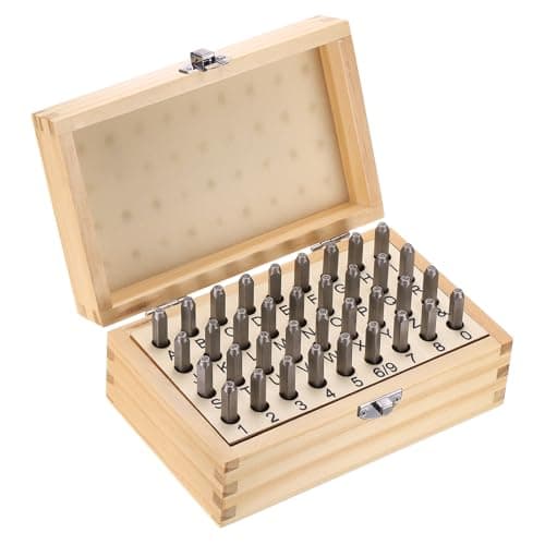 Image of sourcing map 36pcs Metal Stamping Kit 5/64" (2mm) Steel Uppercase Letter and Number Punch Set (A-Z / 0-8 / "&" Symbol) Sandblasting Punch Press Tool for Imprinting Metal Plastic Wood Leather