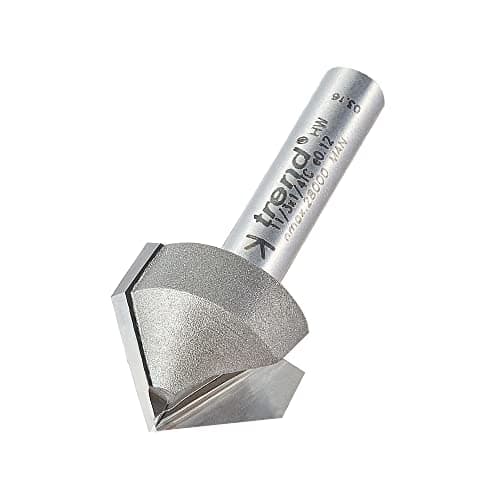 Image of Trend Professional Chamfer V Groove Router Cutter, 1/4 Inch Shank, 19.4mm Cut Diameter, 9.2mm Cut Length, Tungsten Carbide Tipped, 11/3X1/4TC