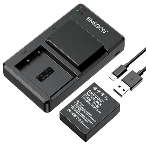 Image of ENEGON NP-W126 NP-W126S Battery 1400mAh and Dual Rapid Charger for Fujifilm X100V, X100VI, X100F, X-E5, X-M5, X-T30II, X-T30, X-T50, X-S10, X-Half, X-A7, X-Pro3 and More.