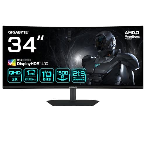 Image of Gigabyte G34WQC2 34” WQHD Curved Gaming Monitor - 3440 x 1440, 1500R, 200Hz, 1ms, 450 cd/m2, AMD FreeSync Premium, DisplayHDR 400, HDMI 2.0, DisplayPort 1.4