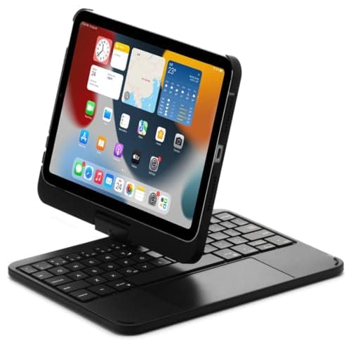 Image of kaidisen 360 Rotating Keyboard Case for iPad mini A17 Pro 2024, iPad mini 6th Generation Case with Touchpad 7 Color Backlight Foldable Backlit Keyboard,Black