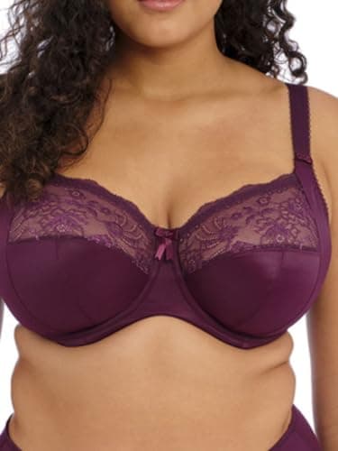 Image of Elomi Women's Morgan Underwire Bnaded Stretch Lace Bra Full Coverage, Opaque, BlackBerry, 32GG US