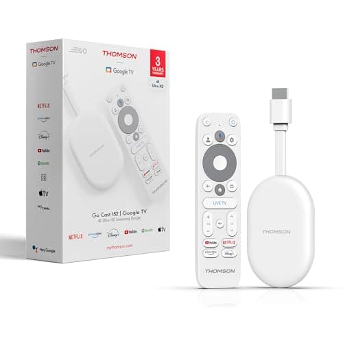 Image of Thomson Go Cast 152 Streaming Dongle, 4K UHD Google TV, Voice Control, Google Cast, Dolby Atmos, Dolby Digital+, HDR10, Portable, 2 GB RAM, 32 GB Storage