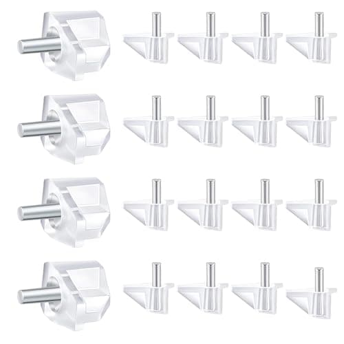 Image of 5 Millimeters Shelf Support Peg，Support Cabinet Shelf Pins，Clear Plastic Replacement Peg Cabinet Shelf Supports Pins for Kitchen Furniture Book Shelves Shelf Holder Locking Pins(20 Pieces)