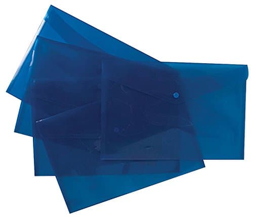 Image of Tiger A4+ Foolscape Plastic Stud Wallet Files - Pack of 5 Blue Folders