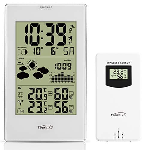 Image of Youshiko YC9331 (Official UK 2026 Version) Wireless Weather Station, Radio Controlled Clock Indoor Outdoor Temperature Thermometer, Humidity, Barometric Pressure, Ice Alert