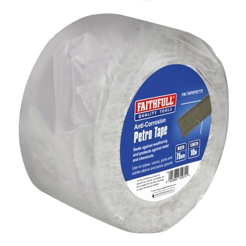 Image of Faithfull FAITAPEPET75 Petro Anti-Corrosion Weatherproof Tape 75mm x 10M for Protection of Exposed Metal Pipework