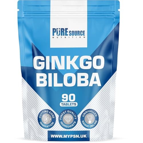 Image of Ginkgo Biloba 6000mg - High Strength Vegan Tablets | Ginkgo Biloba 50:1 Leaf Extract,Gluten Free, GMO Free - Made in UK by Pure Source Nutrition (90 Tablets)