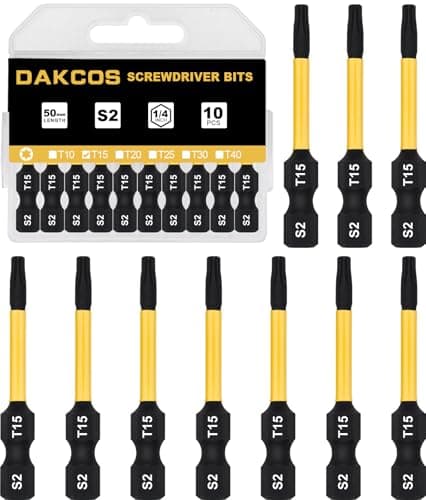 Image of DAKCOS T15 Torx Bit, Impact Driver Bits, 1/4" Screwdriver Bit Sets, 10PCS Premium S2 Alloy Steel Bits, 50mm Long