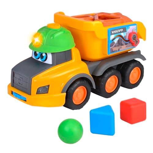 Image of Dickie Toys ABC Harry Hauler Sorting Vehicle (30 cm) from 1 Year - Large Volvo Truck with Plug-In Game, Rattle Shapes, Light & Sound, Toy Car for Babies and Children from 12 Months