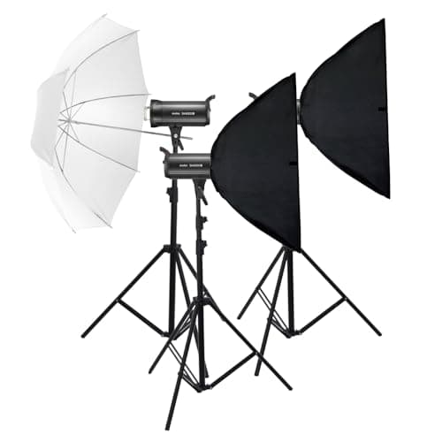 Image of GODOX SK400II-V Studio Flash Three Head Lighting Kit - 400Ws, 5600±200K, Recycle Time 0.1~1s, 60x90cm Softbox, Bowens S-Type Fitting, 40" (101cm) Umbrella, 79-240cm Light Stand, 5kg Max. Load Capacity