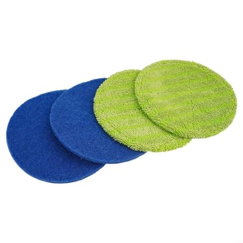Image of MIKMLYZE 4Pcs Reusable, Microfiber Mop, Pads, for Electric Cordless Floor Scrubber, 16cm Washable Cleaning Discs for Hardwood Tile Marble Stone, Blue and Green