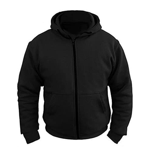 Image of Speed MaxX Mens Black Fleece Hoodie with Kevlar Lining & Removable Armour Motorbike/Motorcycle Jacket (2XL)