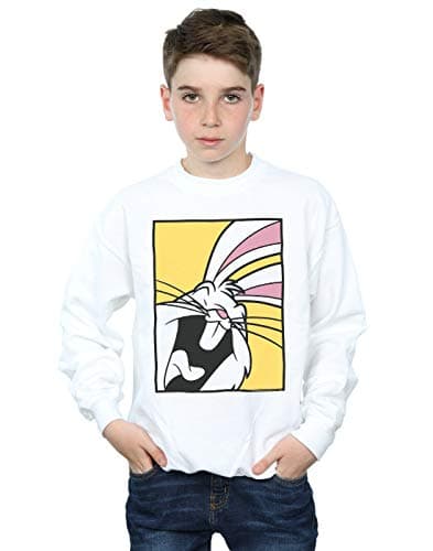 Image of Absolute Cult Looney Tunes Boys Bugs Bunny Laughing Sweatshirt White 7-8 Years
