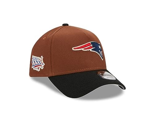 Image of New Era New England Patriots NFL Harvest Superbowl XXXVI Brown Black 9Forty A-Frame Snapback Cap - One-Size
