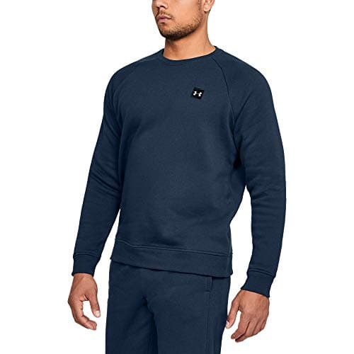 Image of Under Armour Men's Rival Fleece Crew Comfortable & Breathable Long Sleeve Fleece, Men's Pullover Made With Fast-Drying Fabric, Academy/Black, 3XL