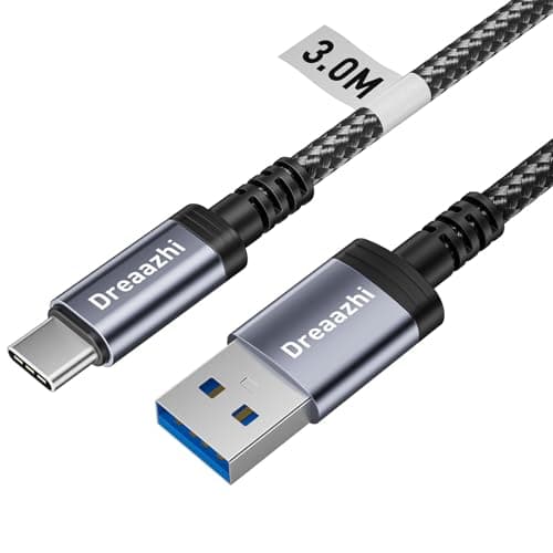 Image of Dreaazhi USB C Data Cable 3M, USB 3.1 Gen 2 Cable 3.1A Fast Charging, 10GB Data transfer Cable USB to Type C for Samsung Note20,Galaxy S23,Samsung T7, SanDisk Extreme Portable SSD, Crucial X8, WD