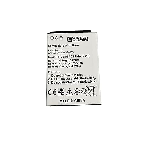 Image of Replacement Battery Compatible WIth Doro Primo 406, Doro Primo 413 RCB01P01 RCB 413-1050mAH