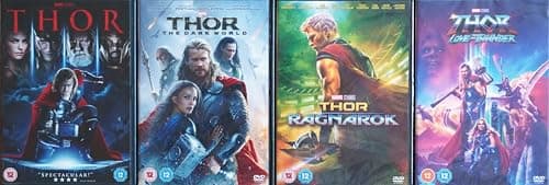 Image of THOR 1-4 COMPLETE MARVEL COLLECTION / 1. THOR / 2. THE DARK WORLD / 3. RAGNAROK / 4. LOVE AND THUNDER = ULTIMATE 4x DVD SET