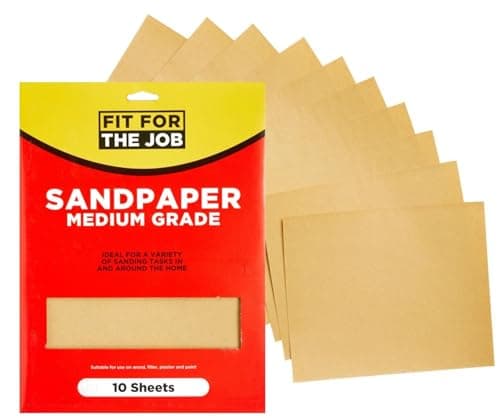 Image of Fit For The Job 10 Large A4 Size Sheets Medium Grade Sandpaper for Sanding Wood, Furniture, Metal, Plaster For Home Improvement, Decorating & More, 11x9 inch (230x280mm) 11" x 9"