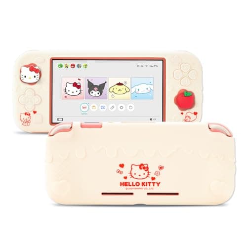 Image of Kuitmor Switch Lite Protective Case,Soft Silicone Protective Cover Case,Anti-Scratch Protector for Switch Lite with 2 Thumb Grip Caps - HLK Off White