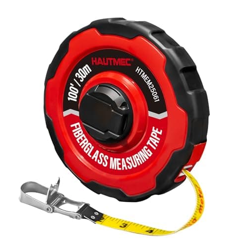 Image of HAUTMEC 100ft/30m Tape Measure Long Measuring Tape Flexible Pvc Fiberglass Dual Inch/Metric, Closed Reel Measure Tape, For Land Yard Distance Measurement, And Construction 25061