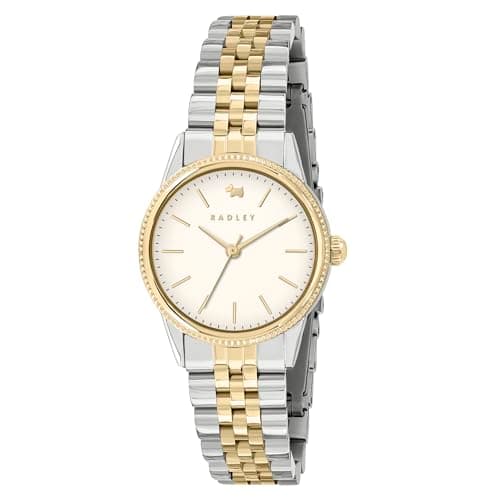 Image of RADLEY Womens Silver & Gold Plated Two Tone Coin Edge Stainless Steel Bracelet Watch