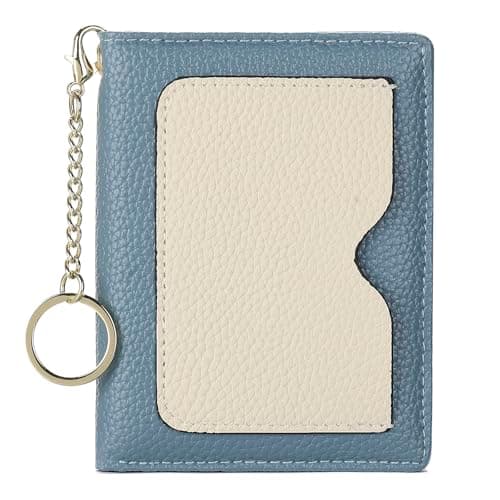 Image of GAEKEAO Card Holder for Women RFID Blocking Vegan Leather Small Purses Bifold Keychain Wallet with Zip Coin Pocket
