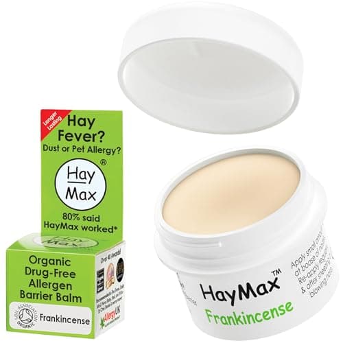 Image of HayMax Allergen Barrier Balm - Frankincense 5ml - Organic, Natural & Non-Drowsy Hay Fever & Allergy Relief Balm - Traps Pollen, Dust & Other Allergy Particles - Great for Adults, Kids & Pregnant Women
