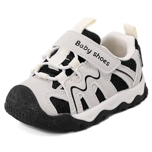 Image of MASOCIO Baby Shoes Boys First Walking Shoes Toddler Gilrs Trainers Pre Walkers Infant Size 8 UK Child Black White