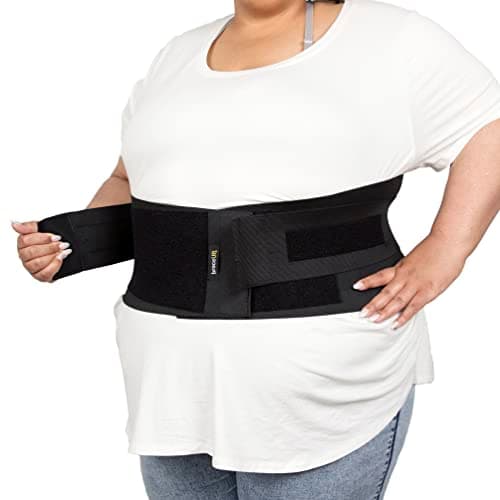 Image of BraceUP Plus Size Back Support Brace for Woman and Man - 3XL to 5XL Extra Large Lower Back Support with Straps and Compressions, Herniated Disc Pain Relief, Abdominal Plus Size Binder (4XL)