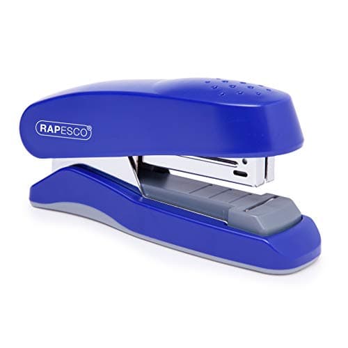 Image of Rapesco 1143 Flat Clinch Half Strip Stapler, 25 Sheet Capacity, Blue
