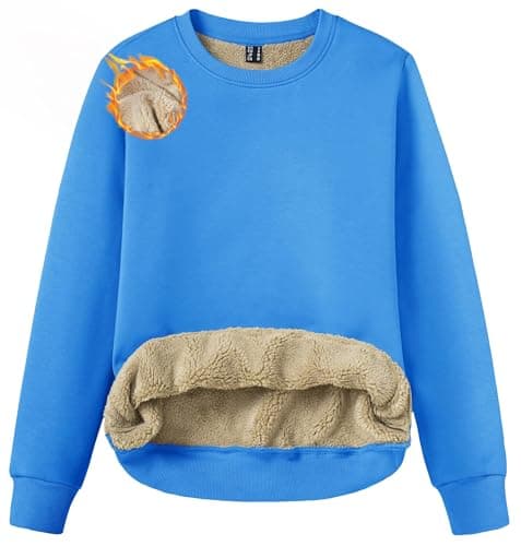 Image of TACVASEN Women's Casual Long Sleeve Sweatshirt Crew Neck Cute Pullover Relaxed Fit Tops Azure
