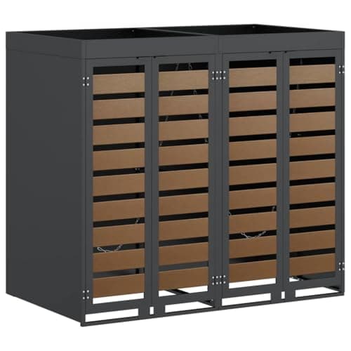 Image of Trolley Bin for 2 Containers, Anthracite Steel with Plant Roof, Expandable, Ventilated, for Wheelie Bin Box and Wheelie Bin House, Weatherproof for Garden, Patio, Outdoor Use