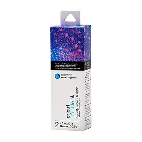 Image of Cricut Infusible Ink Transfer 2 Sheets | 11.4cm x 30.5cm (4.5" x 12") | Purple Watercolour Splash | Ideal for use Mug Press
