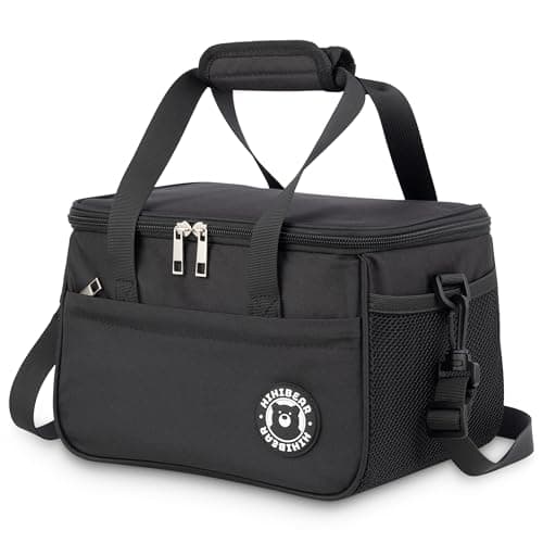 Image of HIHIBEAR 9L Insulated Lunch Bag, [ Leak Resistant PEVA Lining ] Cool Bag Foldable, Double Handle Thermal Pack Lunch Bag for Bento Work Picnic