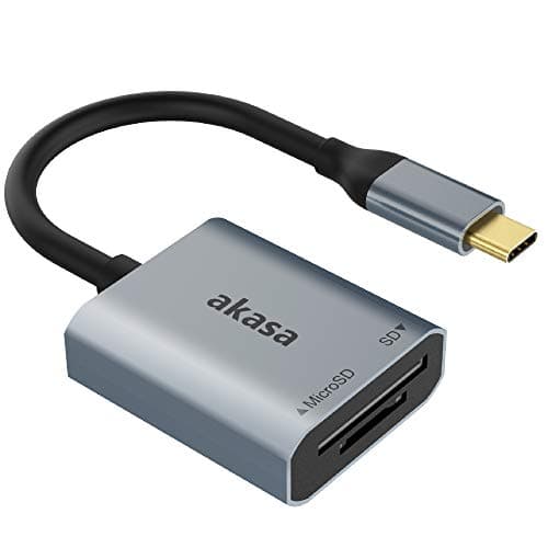 Image of Akasa USB 3.2 Type-C Dual Card Reader | Up to 5 Gbps | USB-C to MicroSD/SD Card Reader | Memory Card Reader | Space Grey | Designed for Phones, Tablets, Laptops, Drones | AK-CR-10BK