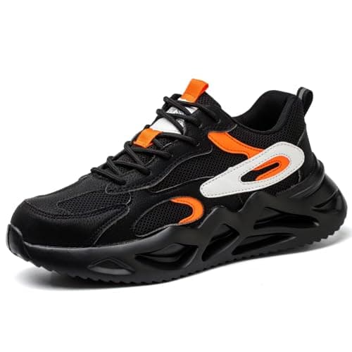 Image of Annvia Steel Toe Cap Trainers for Men Women Lightweight Work Shoes Safety Trainers Breathable Non Slip Ladies Safety Boots Size 11 Black
