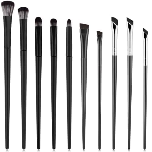 Image of Hariendny Eyeshadow Brush Set10Pcs Professional Eye Makeup Brushes Kit with Angled Eyeliner Tool Eyes Applicator Tools Eyeshadow Brushes Highlighter Brush Flat Eyebrow Tool for Precision Eye Makeup