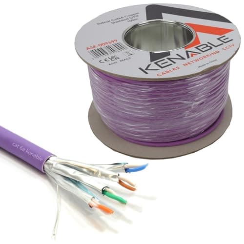 Image of kenable Cat6A S/FTP Ethernet Cable Reel 100m Purple LSZH Shielded 10 Gigabit Network Cable Solid Copper 500MHz - 100 Metre