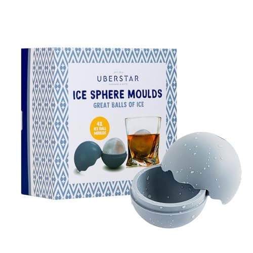 Image of Sphere Ice Cube Ball Silicone Moulds (Cool Blue) / Easy Release Ice Moulds / 4 Moulds 4.5cm/1.8" / for Cocktails Water Whisky Mocktails Drinks