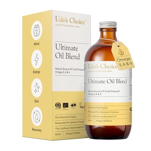 Image of Omega 3 6 9 Oil – UDO’s Choice Ultimate Blend – Cold-Pressed Liquid Plant-Based Formula – Organic, Unprocessed, Vegan-Friendly – for Heart, Brain, Skin & Joint Support – 500ml