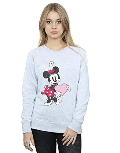 Image of Disney Women's Minnie Mouse Love Heart Sweatshirt Sport Grey X-Large