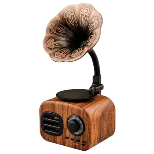 Image of Bluetooth Speaker - Vintage Phonograph Jukebox Radio, Mini Portable Wireless Stereo with HD Surround Sound, Bluetooth 4.1, Retro Design