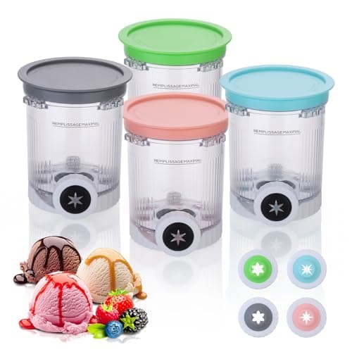 Image of 4 Pack Ice Cream Containers with Lids for Ninja Creami Swirl, 480ml Compatible Ice Cream Tubs, Replacement Ninja Ice Cream Maker Accessories for NC700/NC701 Series (BPA-Free & Dishwasher Safe)