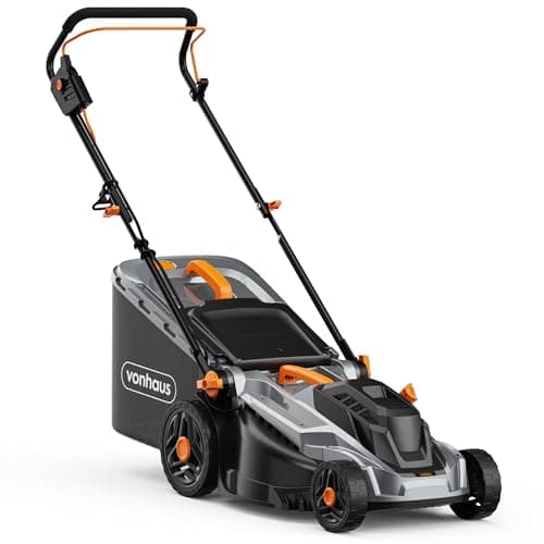 Image of VonHaus Lawnmower 1800W – Electric Corded Lawn Mower for all Types of Grass – 52L Collection Bag, 430mm Working Width, 12m Cable, Foldable Height Adjustable Handlebar, 5 Depth Settings, Carry Handle